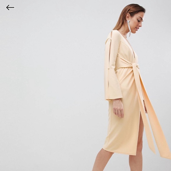 ASOS Design Kimono Button Plunge Midi Dress - Picture 5 of 14